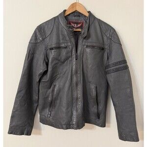 Street Legal Men’s Small Genuine Leather Jacket Grey Vintage Motorcycle Jacket